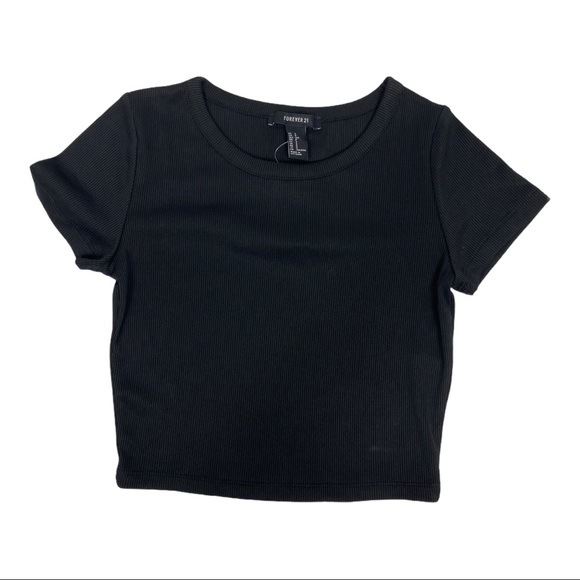 FOREVER 21 | Ribbed Knit Crop Top Black Small - Picture 1 of 4
